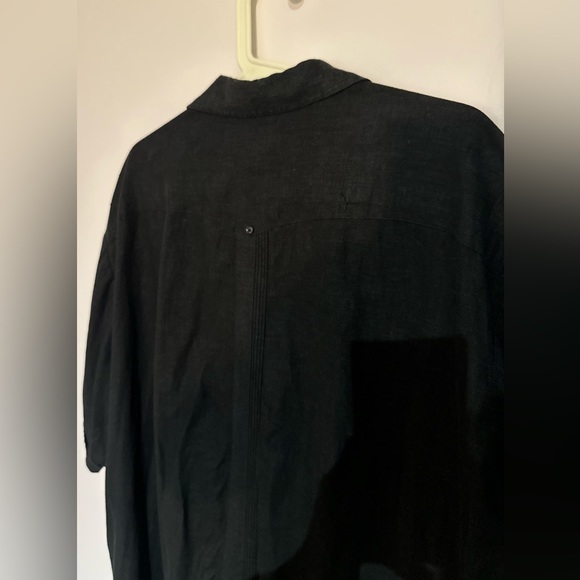 Monte Carlo linen blend black short-sleeved button up shirt with details - Picture 7 of 15